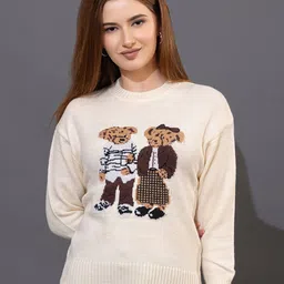 GFO Women Embroidered Full Sleeve Woollen Pullover-image-19