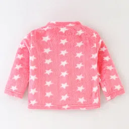 Kanvin Supersoft Extra Warm Velour Full Sleeves Winter Night Suit With Star Print - Fuchsia image 3