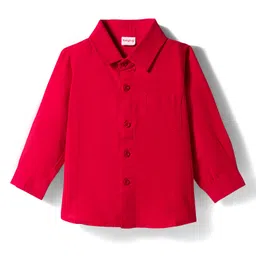 Babyhug Cotton Woven Full Sleeves Solid Shirt - Red image 3