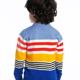Babyhug Knitted Full Sleeves Striped Pullovers Sweater- Multicolor image 4