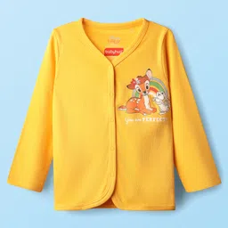 Babyhug Disney Interlock Knit Full Sleeves Front Open Jhablas with Aristocats Marie Print Pack of 3 - White Red & Yellow image 4