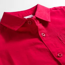 Babyhug Cotton Woven Full Sleeves Solid Shirt - Red image 4
