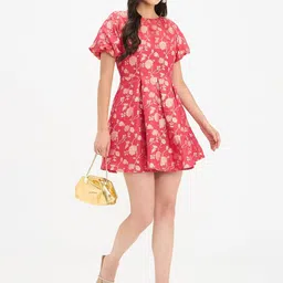 Virgio Floral Print Puff Sleeve Fit & Flare Mini Dress-picture-16