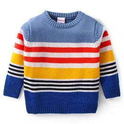 Babyhug Knitted Full Sleeves Striped Pullovers Sweater- Multicolor image 5