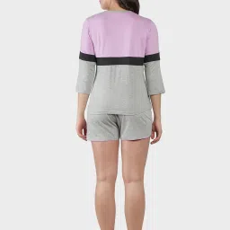 N-Gal Purple Graphic Print T-Shirt with Shorts image 2