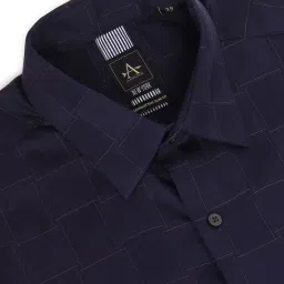 Arrow New York Dark Blue Cotton Slim Fit Checks Shirt image 4