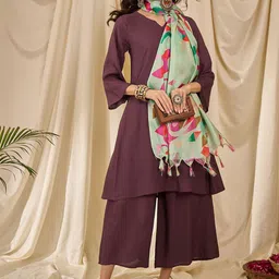 InWeave Women Regular Kurta with Palazzos & With Dupatta-picture-34