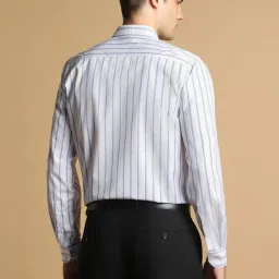 Allen Solly White Cotton Slim Fit Striped Shirt image 2