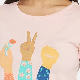 Honey by Pantaloons Baby Pink Cotton Printed T-Shirt image 5