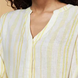 Annabelle by Pantaloons White & Yellow Striped Top image 5