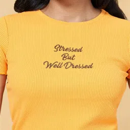 People by Pantaloons Orange Embroidered Top image 5