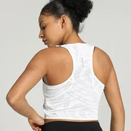Puma White Self Pattern Sports Cropped Tank Top image 2