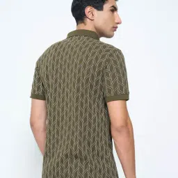 Peregrine By Pantaloons Green Slim Fit Geometric Polo T-Shirt image 2