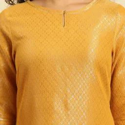 W Yellow Woven Pattern Straight Kurta image 5