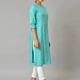 Aurelia Green Embroidered Straight Kurta image 4