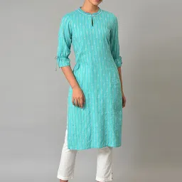 Aurelia Green Embroidered Straight Kurta image 1