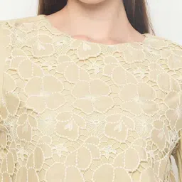 Madame Lemon Green Regular Fit Self Pattern Top image 5