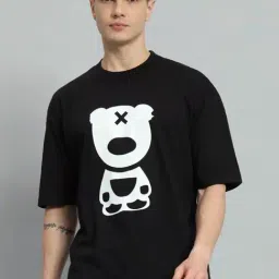 Griffel Black Cotton Loose Fit Printed T-Shirt-picture-27