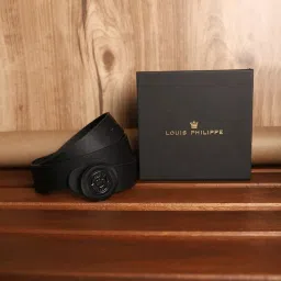 Louis Philippe Black Leather Solid Waist Belt image 2