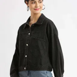 showoffff SHOWOFF Women's Black Denim Jacket image 2