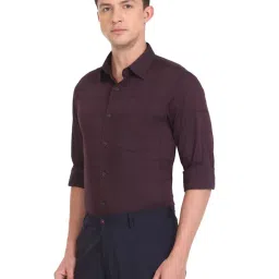 Arrow New York Maroon Cotton Slim Fit Checks Shirt image 3