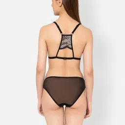 Clovia Black Non-Padded Half Coverage Bra & Panty Set image 2