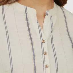 Fabindia Off-White Striped Straight Kurta image 5