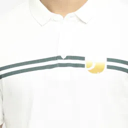 UnderJeans by Spykar White Regular Fit Printed Polo T-Shirt image 5