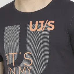 UnderJeans by Spykar Slate Grey Regular Fit Printed T-Shirt image 5