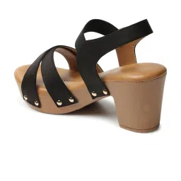 Iconics Women's Black Cross Strap Sandals image 5