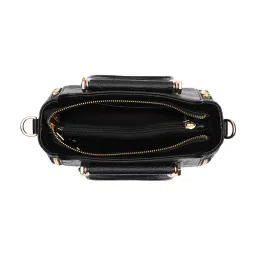 PELLE LUXUR Black Textured Medium Gia Satchel Handbag image 5