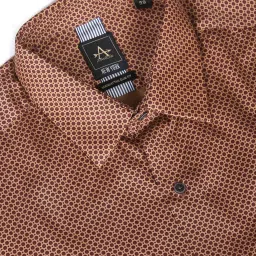 Arrow New York Medium Brown Cotton Slim Fit Printed Shirt image 4