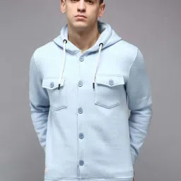 showoffff Showoff Blue Cotton Regular Fit Hooded Sweatshirt-picture-15