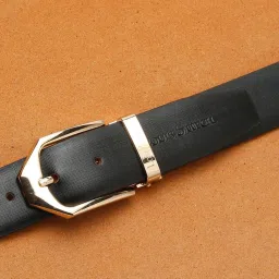 Louis Stitch Black Textured Leather Formal Belt for Men image 2