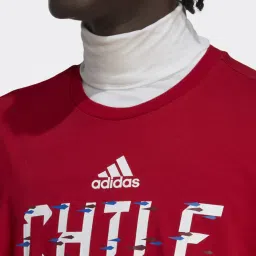 Adidas Red Cotton Regular Fit Printed Sports T-Shirt image 3