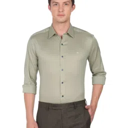 Arrow New York Sage Green Cotton Slim Fit Shirt image 1