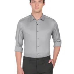 Arrow New York Grey Cotton Slim Fit Shirt image 1