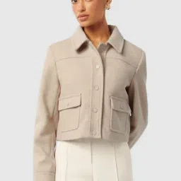 Forever New Soft Oatmeal Marle Blended Regular fitShacket-image-79