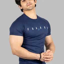 FUAARK Navy Slim Fit Printed Sports T-Shirt image 5