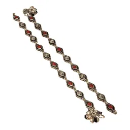 Saraf RS Jewellery Red Ruby Studded Minimal Dailywear Anklet image 5