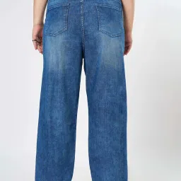 Honey Curvytude By Pantaloons Coronet Blue Cotton Relaxed Fit Jeans image 2