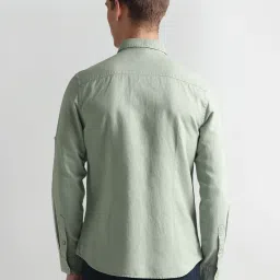 U.S. Polo Assn. Light Green Cotton Slim Fit Shirt image 2