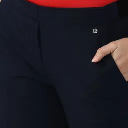 Van Heusen Navy Mid Rise Trousers image 5