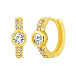 Peora Fancy Gold-Plated Cubic Zirconia Hoop Earrings image 2