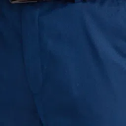 Park Avenue Blue Regular Fit Self Pattern Trousers image 5