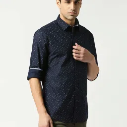 Dragon Hill Navy Cotton Slim Fit Printed Shirt image 4