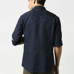 Dragon Hill Navy Cotton Slim Fit Printed Shirt image 2