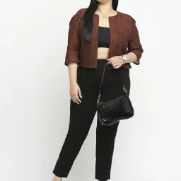 Style Quotient Brown Cotton Self Pattern Shrug image 4