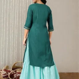Aurelia Green Printed Straight Kurta image 2