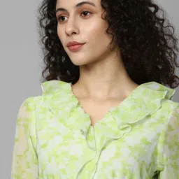 Allen Solly Green Printed A-Line Dress image 5